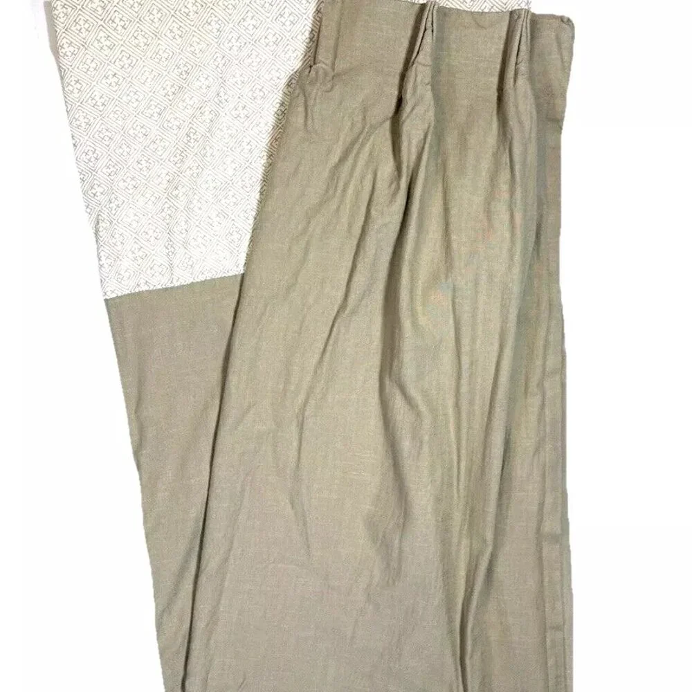 2 Custom Made Drapes Pinch Pleat Curtains Panels Thibaut Laos Beige Fabric Tan